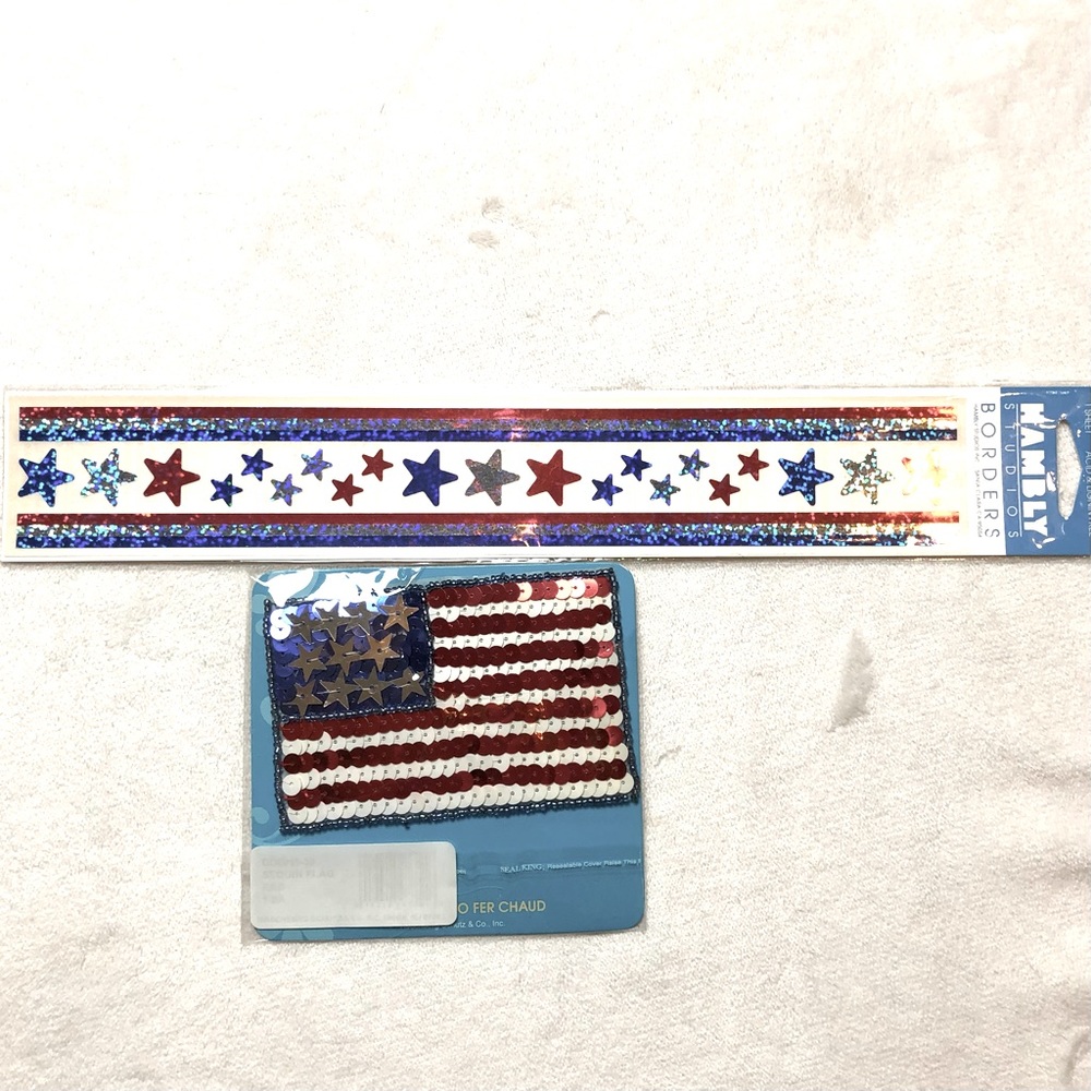 Sequin American Flag patch and patriotic stickers-